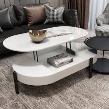 Amazingly i hadn't seen this before. Lift Top Storage Coffee Table And Side Table Set Modern Oval Coffee Table White And Black Lacquer Table Coffee Tables Living Room Furniture Furniture