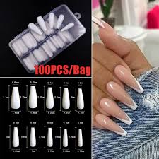 1024 x 1024 jpeg 123 кб. 100pcs Box Long Ballerina False Nail Art Natural White Clearcoffin Acrylic Ebay