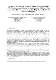 Maybe you would like to learn more about one of these? Pdf Method Development For Measuring Volatile Organic Compound Voc Emission Rates From Spray Foam Insulation Spf And Their Interrelationship With Indoor Air Quality Iaq Human Health And Ventilation Strategies