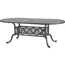 The flower creation station™ fits in your patio table umbrella hole allowing you to create beautiful floral arrangements with ease. Seasonal Concepts Grand Terrace Cast Aluminum 42 X 86 Oval Dining Table W Umbrella Hole By Gensun Seasonal Concepts
