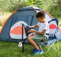 Firefly! Outdoor Gear Finn the Shark Kid's Camping Chair - Navy/Orange/Gray  Color