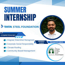 Congratulations to Abhinish Kumar for successfully completing his  internship at Tata Steel Foundation. As a CSR Research Intern, Abhinish was  involved in projects focused
