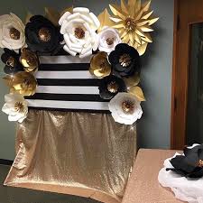 Black And Gold Paper Flowers Stunning Paper Flower Backdrop Made My 808bloom With Some Templates She Ordered T Paper Flower Backdrop Wedding Flower Backdrop Wedding Paper Flower Backdrop