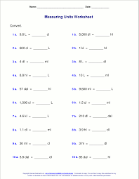 metric measuring units worksheets