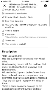 Is a lexus Gs400 with 257k gonna fall apart? : r/whatcarshouldIbuy