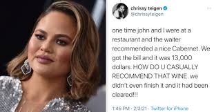 Chrissy teigen deletes her twitter account: Chrissy Teigen S 13 000 Wine Story Is Causing Drama On Twitter