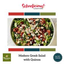 Panera S Modern Greek Salad With Quinoa Featuring Romaine Kale Quinoa Tomato Sofrito Blend Diced Cucumbers Greek Salad Recipes Grilled Dinner Susan Recipe