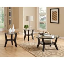 Black And Wood Coffee Table Set Standard Furniture Orbit Round Black Wood With Glass Top 3 Piece Coffee Table Set Round Coffee Table Living Room Coffee Table Standard Furniture