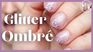 Light pink ombre nails with glitter. How To Do Glitter Ombre Dip Powder Nails Youtube