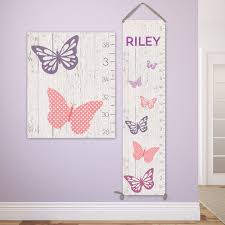 Butterfly Nursery Decor Personalized Canvas Growth Chart
