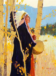 View Sound Of The Drum By John Moyers Oil On Canvas 40 30 Inches Signed Access More Ar Native American Paintings Native American Artwork Native Artwork