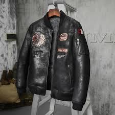 Find More Genuine Leather Coats Information About Mens Fur Coat B3 Sheepskin Outwear Baseball Collar Me Mens Fur Coat Mens Shearling Jacket Mens Shearling Coat