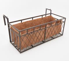 Hooks for deck, balcony, and porch railing planters and flower boxes. Plow Hearth Large Wrought Iron Railing Planter With Coco Liner Qvc Com