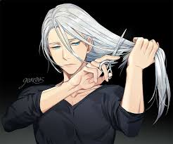 Viktor Nikiforov Scissors Long Hair Citing Hair Yuri On Ice Yuri On Ice Comic Yuri On Ice Yuri
