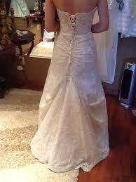 Over Bustle A Line Lace Wedding Gown Wedding Gown Bustle Wedding Gowns Lace Wedding Gowns