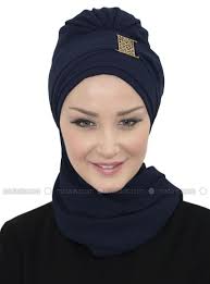 Navy Blue Instant Scarf Turbanlar Turban Basortusu Ve Esarp