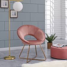 Duhome Chic Accent Chair For Small Space Living Room With Arm Home Office Chair Modern Golden Metal Frame Legs Velvet Padded Seat Easy Assembly Pink Walmart C Chic Accent Chairs Chairs