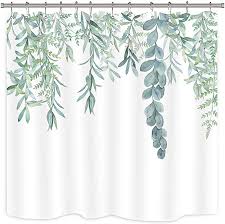 Amazon Com Riyidecor Green Leaves Shower Curtain Watercolor Spring Botanical Plant Branch Bouquet Fabric Waterpr Bathtub Decor Floral Shower Curtains Curtains