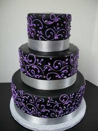 Black And Silver Wedding Cake Ideas Purple Black And Silver Cake Halloween Wedding Cakes Cake Purple Cakes