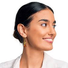 18K Gold Plated 925 Sterling Silver Baltic Honey Amber Lever Back Rose  Earrings