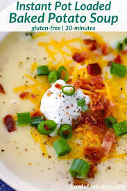 Season with salt and pepper, then use a spoon to break up cream cheese and mix things together. Loaded Instant Pot Potato Soup Bowl Of Delicious