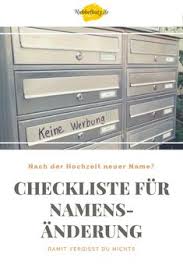 Checkliste Fur Namensanderung Nach Hochzeit Namensanderung Hochzeit Namensanderung Und Checkliste
