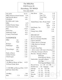 Hours may change under current circumstances Bbq Hut Menu In Dyersburg Tennessee Usa