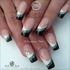 White Silver Black Acrylic Nails Inspired By Tonysnail White And Silver Nails Black Nail Designs Luminous Nails