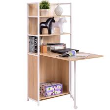 2 In 1 Folding Fold Out Convertible Desk With Cabinet Bookshelf In 2020 Convertible Desk Bookshelf Desk Small Computer Desk