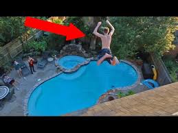 Insane Roof Jumping Into Pool Youtube