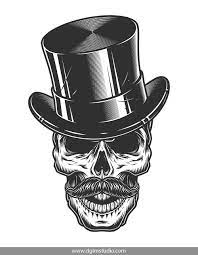 Skull Creator Monochrome Illustration Skull Art Top Hat