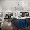 Grey blue and white kitchen cabinets. 3