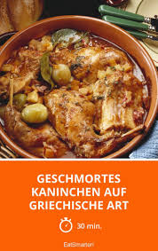 Geschmortes Kaninchen Auf Griechische Art Rezept Kaninchenbraten Rezept Rezepte Fleisch Gerichte