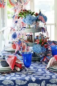 Celebrating The Red White Blue Patriotic Table On The Porch In 2020 Patriotic Centerpieces Fourth Of July Decor 4th Of July Decorations