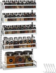 Kitchen cabinet accessories and organizers spices and herbs. Good Price X Cosrack Wall Mount Spice Rack Organizer 5 Tier Height Adjustable Hanging Spice Shelf Storage For Kitchen Pantry Cabinet Door Dual Use Seasoning Holder Rack With Hooks Grey Home Improvement All Goods Are