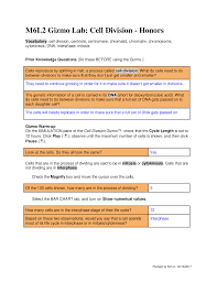 Learn vocabulary, terms and more with flashcards, games and other study tools. M6l2 Gizmo Lab Cell Division Honors Vocabulary Cell Division Centriole Centromere Chromatid Cell Division Vocabulary Mitosis