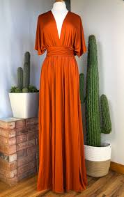 Somewhere between orange and brass, it's a fun pop against crisp, clean whites. Burnt Orange Bridesmaid Dress Custom Lengths Convertible Dress Infinity Dress Multiway Dress Multi Wrap Dress Plus Size Petite