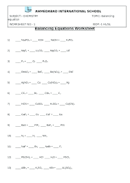 Balance the following equations and indicate the type of reaction as formation 2. Types Of Reactions Worksheet Sumnermuseumdc Org
