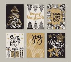 Hand drawn christmas cards + free downloads 2017 christmas sock exchange sign ups now open! Collection Of Six Christmas Cards Greeting Card Set With Hand Drawn Xmas Tree Presents Stars Deer Includes Holiday Handwritten Lettering Posters Set Colorful Vector Illustration Royalty Free Cliparts Vectors And Stock Illustration