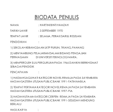 Penulis lahir dari orang tua (alm). Contoh Biodata Penulis Novel Frasmi