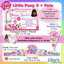 Ulang tahun tentunya merupakan moment spesial untuk anak anda. 1 Set Undangan Ultah Anak Kartu Souvenir Topi Ulang Tahun My Little Pony Shopee Indonesia
