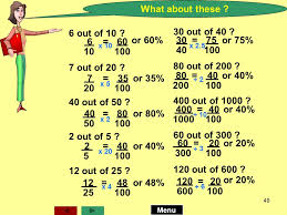 30 40 as a percentage. 1 Percentages Menu Judging Fractions And Percentages Percentage Trails Percentages To Fractions Questions Percentages Of Quantities Calculator Percentages Ppt Download