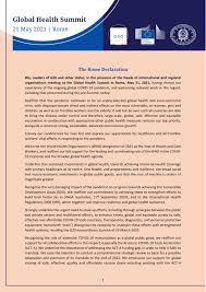 The paris agreement climate goals and the un sustainable development goals to . Global Health Summit Rome Declaration En De It World Reliefweb