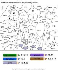 Math coloring pages and worksheets are a fun way to help your children learn. Add And Color Horse Using Color Key Worksheet Turtle Diary