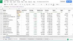 create the google finance portfolio in google sheets