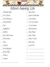 Back To School Inventory Of School Supplies List With Free Printable School Supplies List Kindergarten School Supplies Teacher Supplies List