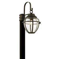 Troy Lighting Bunker Hill 1 Light Vintage Bronze 18 25 In H Outdoor Post Light With Clear Seeded Glass P6455 The Home Depot