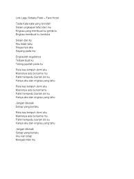 Lirik yang terdalam dari peter pan ini dipublikasikan pada tanggal 14 april 2006 (15 tahun yang lalu) dan diciptakan oleh ariel.lagu ini ada di dalam album taman langit yang didistribusikan oleh label musica studio. Lirik Lagu Setiaku Pasti