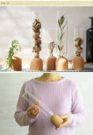 ガラス花瓶 ガラスとコルクのおしゃれな融合 大 フラワーベース和モダン プランター おしゃれ 玄関 カフェ インテリア やさしい かわいい クリアガラス ガーデン雑貨 ガーデン用品屋さん プランター おしゃれ ガラスガーデン 花瓶 ガラス