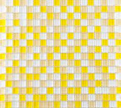 Sometimes backsplash tiles can provide inspiration for the rest of the cooking space. Yellow And White Glass Mosaic Glossy Tile Backsplash Wall Bathroom